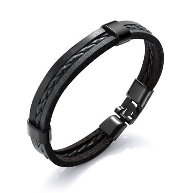 Schwarzes Lederarmband für Männer Leder VPH1310