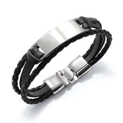 Modernes schwarzes Armband für Männer Leder VPH1301A