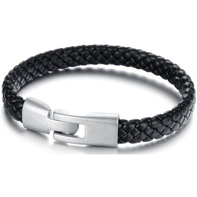 Schwarzes Herrenarmband aus geflochtenem Leder