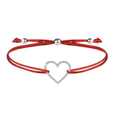 Kordelarmband mit rotem / Stahlherz