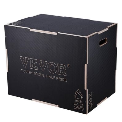 VEVOR Sprungbox 3-in-1 Plyobox 76/61/51 cm Holz 204 kg Schwarz verstellbar