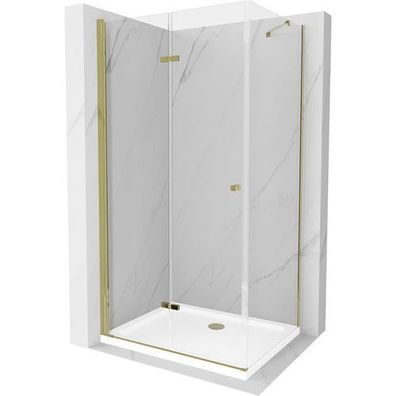 Mexen Lima Duschkabine 70x100 cm Gold, inkl. Flat Duschwanne, Transparent