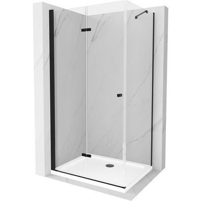 Mexen Lima Duschkabine 100x90cm Schwarz, Klappbar + Flat Wanne, Weiß