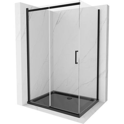 Mexen Omega Duschabtrennung 120x80 cm, Schwarz, inkl. Duschwanne, Slim-Design