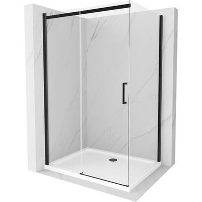 Mexen Omega Duschabtrennung 120x90cm Schwarz + Duschwanne Flat Weiß