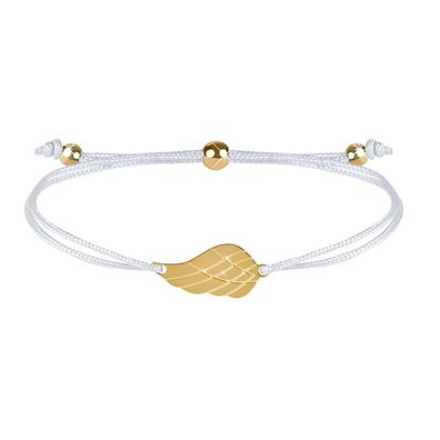 Corded bracelet with angel wing white / gold