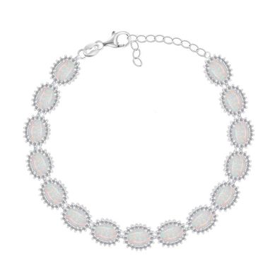 Schönes Silberarmband mit synthetischen Opalen BRC127W