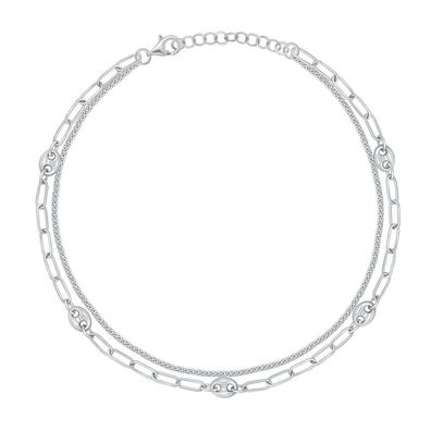 ANK105W Cubic Zirkonia Silber Fuß-Armband