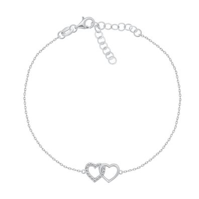 Zartes Silberarmband Verknüpfte Herzen BRC115W