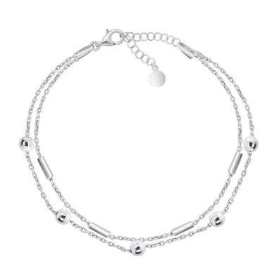 Stilvolles doppeltes Silberarmband BRC90W