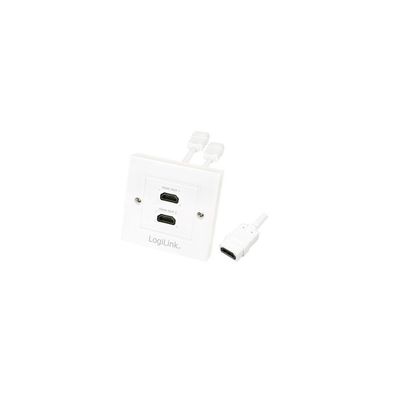 LogiLink HDMI Adapter, wall socket, 2-port, white