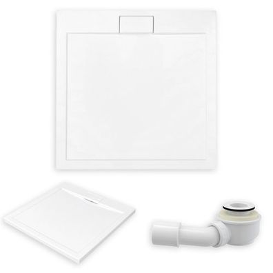 Duschwanne Quadratisch Acryl AXIM SLIM 80x80x4,5 Weiß | Ablaufgarnitur im SET !