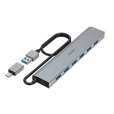 Hama Essential Line - Hub - with usb-c adapter and PSU
