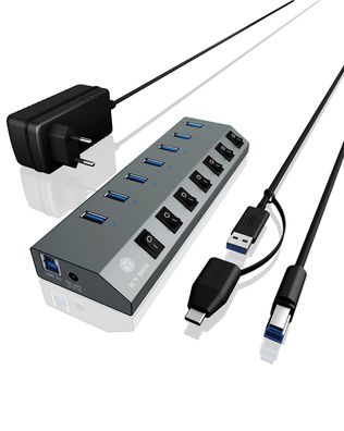 ICY BOX IB-HUB1701-C3 - Hub - 7 x SuperSpeed USB 3.0