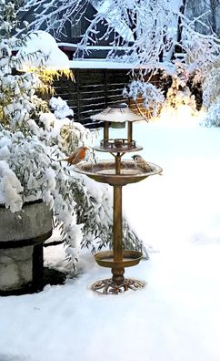 Solar Vogeltränke 4in1 Bronze Vogelbad mit Solarpumpe Garten