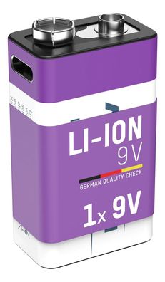 9V Lithium-Ionen E-Block Akku USB-C Sicherheitsabschaltung 1 Stück