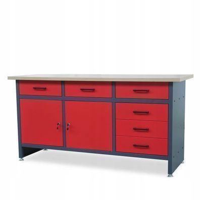 Werkbank mit Arbeitsplatte Werktisch mit 6 Schubladen bis 500 kg Metall 170x60x85 cm