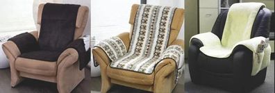 Sesselschoner mit Armlehnen, reine Schurwolle, natur, Sitzauflage, Taschen