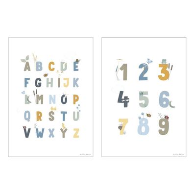 Little Goose Poster ABC und Zahlen blau zweiseitig Lernposter von Little Dutch