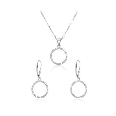 Silberschmuck-Set Kreis AGSET66RL ( alskette, Ohrringe)