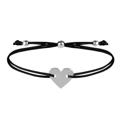 String Bracelet with heart black / steel