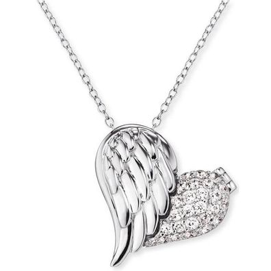 Silver necklace Heart medallion with wing and zircons ERN-WITHLOVE-2Z
