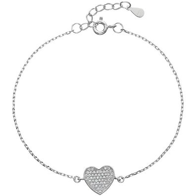 Enamored silver heart bracelet with zircons 13007.1