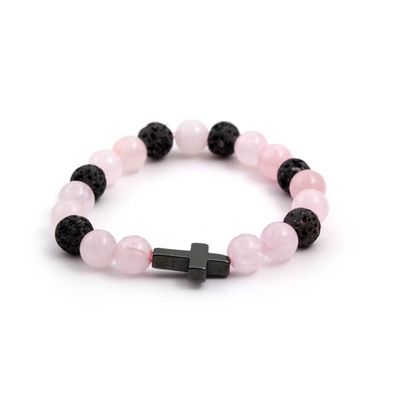 Beaded bracelet made of rosemary, lava stone and hematite MINK06 / 17