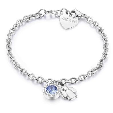 Steel bracelet with crystal and angel Lucky Light SKT13