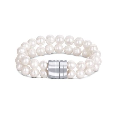 Double bracelet made of real white pearls JL0598