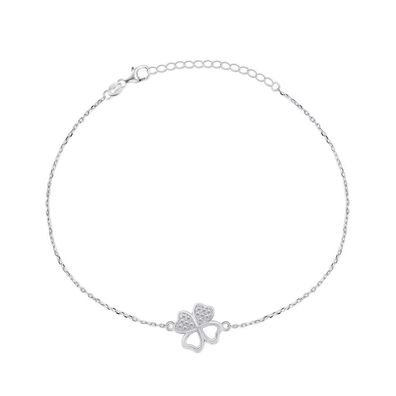 Silberarmband Vierblättriges Kleeblatt mit Zirkonen BRC69W