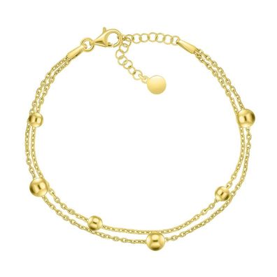 Doppeltes Silberarmband mit Perlen BRC103Y