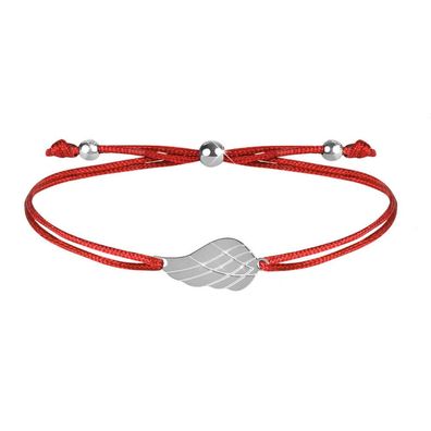 Kordelarmband mit Engelsflügel Rot / Stahl