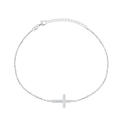 Ein dezentes Silberarmband mit einem Kreuz BRC128W