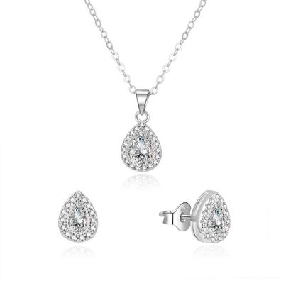 Schillerndes Schmuckset mit Zirkonen AGSET188R (Halskette, Ohrringe)