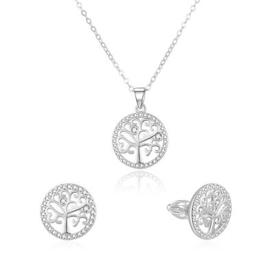 Silbernes Schmuckset Baum des Lebens AGSET213R (Halskette, Ohrringe)