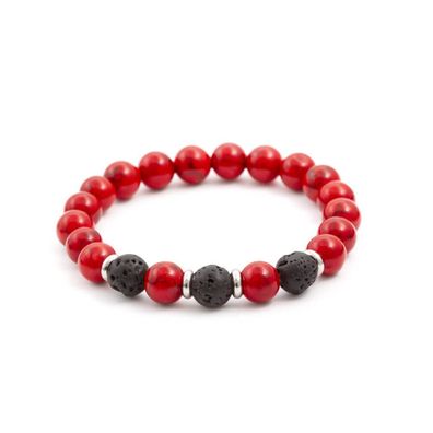 Perlenarmband aus Lavastein und Howlit MINK22 / 17