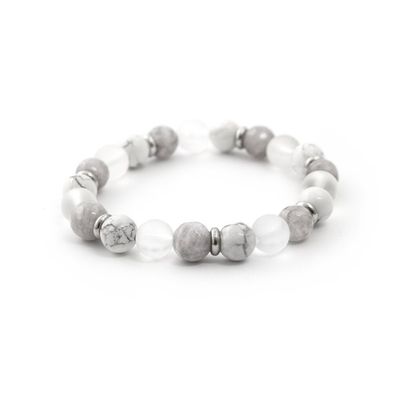 Perlenarmband aus Howlit, Jade und Kristall MINK124 / 18
