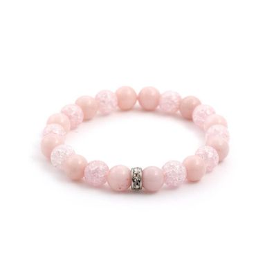 Perlenarmband aus Jadeit und synthetischem Kristall MINK04 / 17
