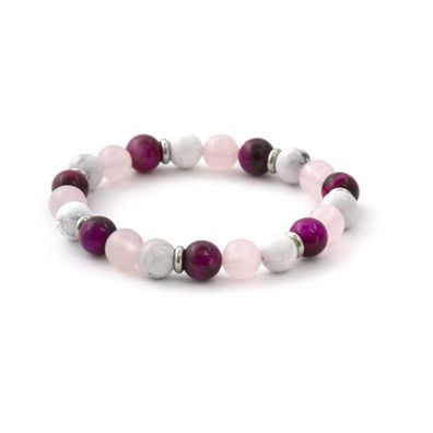 Perlenarmband aus Tigerauge, Palisanderholz und Howlit MINK19 / 18