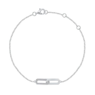 Minimalistisches Silberarmband mit Zirkonen BRC132W