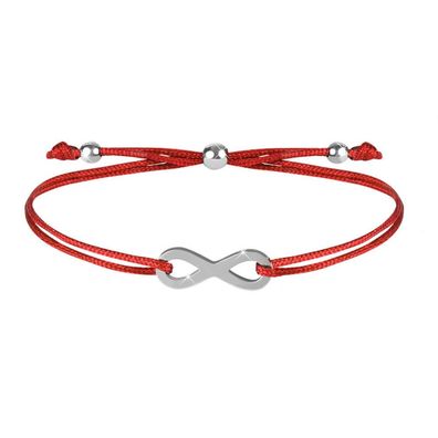 Kordelarmband mit Unendlichkeit rot / Stahl