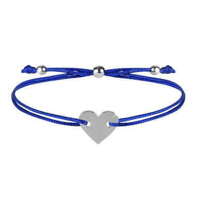 Kordelarmband mit Herz blau / Stahl