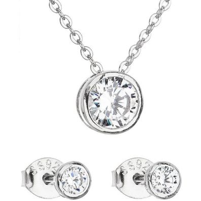 Schmuckset mit Zirkon Ohrringen und Halskette 19007.1