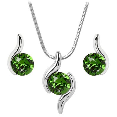 Ein passendes Set von Chaton Wave Fern Green Halsketten und Ohrringen