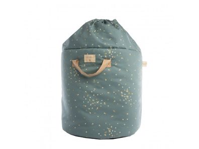 Spielzeugtasche aus Bambus mit goldenem Konfetti-Muster, grün –