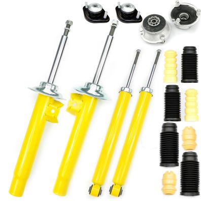 4 SPORT-STOßDÄMPFER VORNE HINTEN + Domlager + Staubschutz FÜR BMW 3ER E46