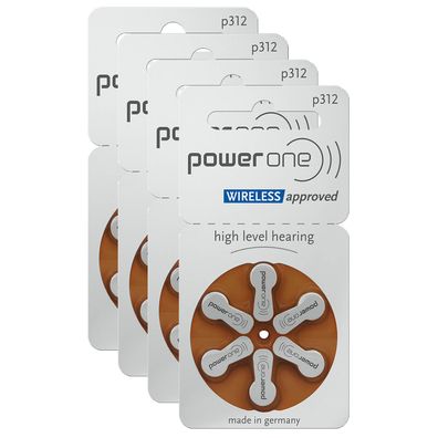 4x 6er Blister VARTA PowerOne Hörgerätebatterien Knopfzelle Typ 312 PR 41 P312 A