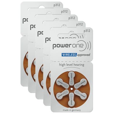 5x 6er Blister VARTA PowerOne Hörgerätebatterien Knopfzelle Typ 312 PR 41 P312 A