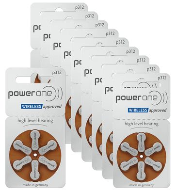 10x 6er Blister VARTA PowerOne Hörgerätebatterien Knopfzelle Typ 312 PR 41 P312 A